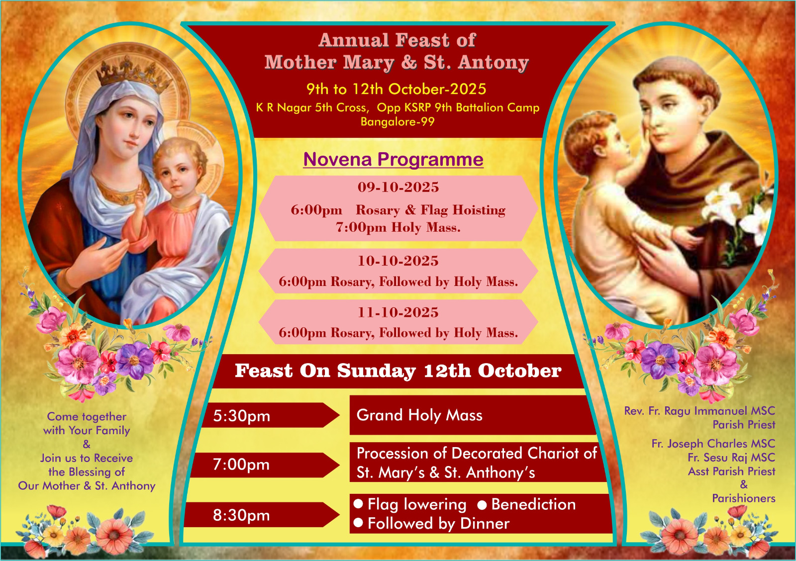 Annual Feast of Mother Mary and St Antony – at KR Nagar chapel